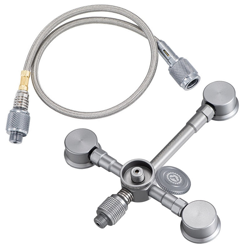 Aluminum Alloy Outdoor Camping Switch Tool 3 To 2 Gas Canister Station OD3 Connector Transfer Stove Adapter