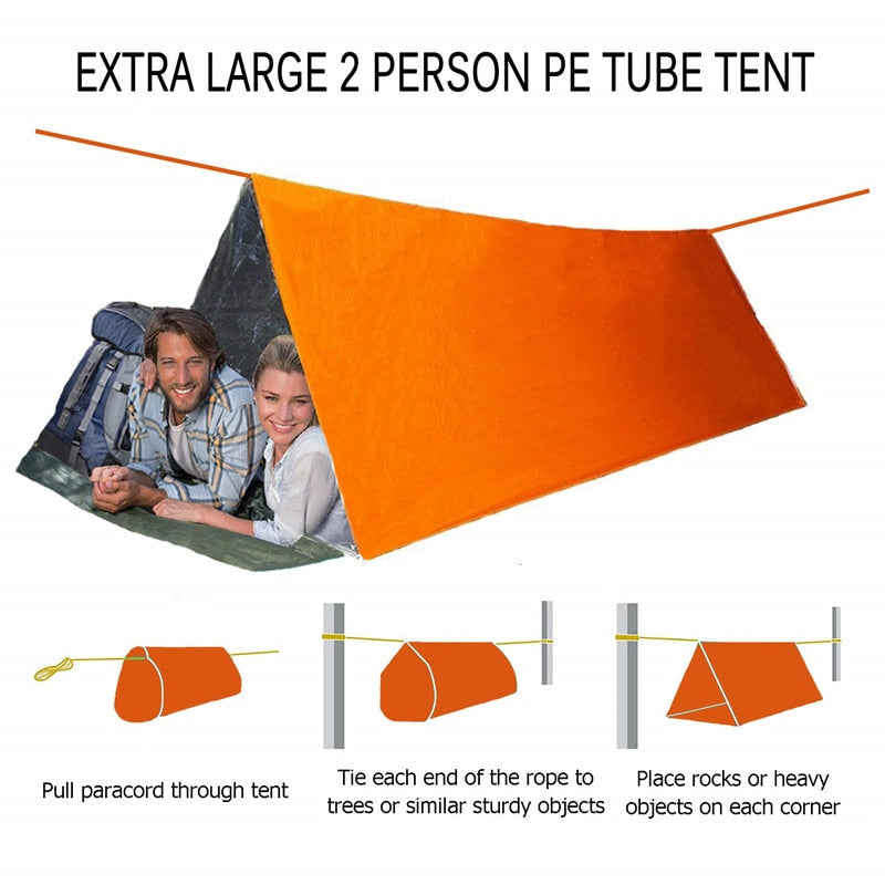 Camping Emergency Tent Survival Sleeping Bag Waterproof Thermal Emergency Blanket Bivy Sack Outdoor Survival Tool Emergency Gear
