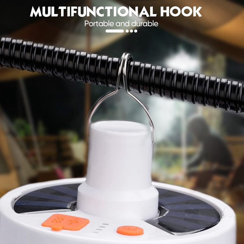 169 LED Solar Camping Light Tent Lantern Foldable,Outdoor Waterproof Work Light Camp Lamp With Hanging Hook For Hiking