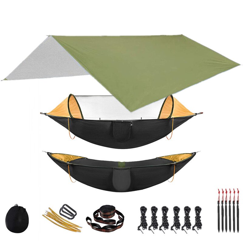 Outdoor Hammock for Travel Camping Hiking Garden Hammock 2 Person Portable Hammock Sleep Swing with Mosquito Net Rain Fly Tarp