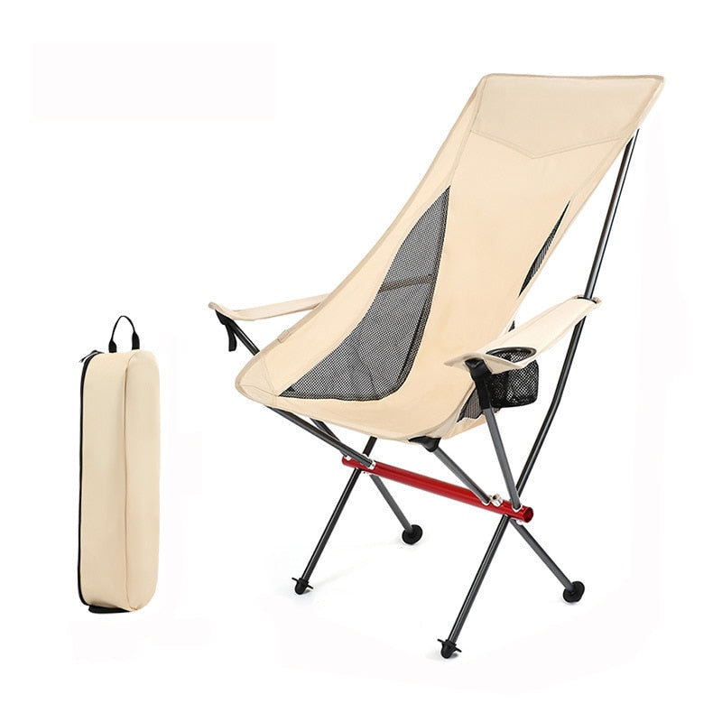 Portable Camping Moon Chair Lightweight Aluminum Folding Picnic Beach Chairs Outdoor Travelling Fishing Hiking Garden Seat