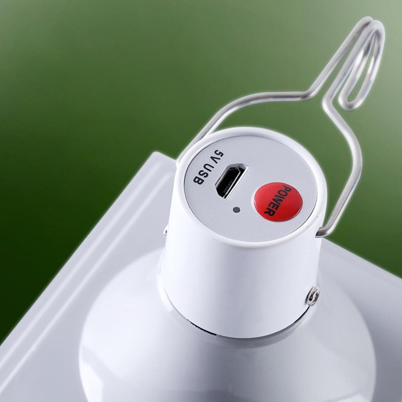 USB Rechargeable Light Bulb Portable Square LED Bulb Lamps BBQ Camping Outdoor Light Bulb Real Power 30W with Hanging Hook