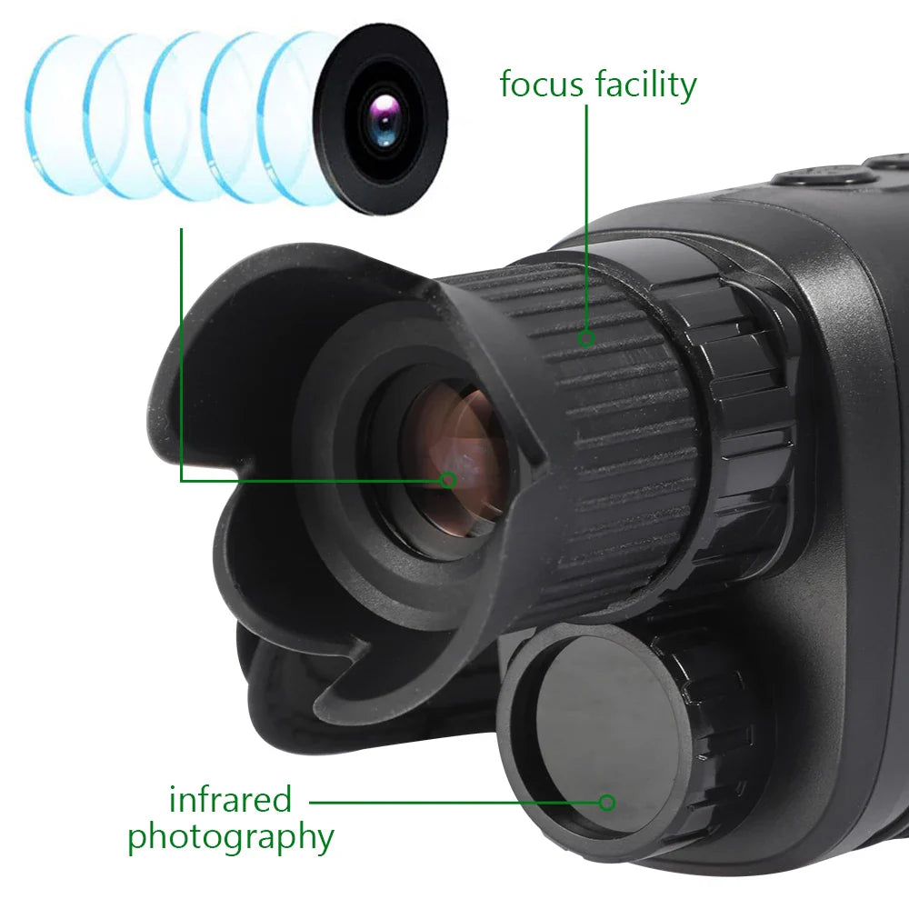 1080P HD Night Vision Monocular, 5X Zoom, Dual-use Telescope, 7-Level Infrared, IP54 Waterproof for Outdoor Hunting