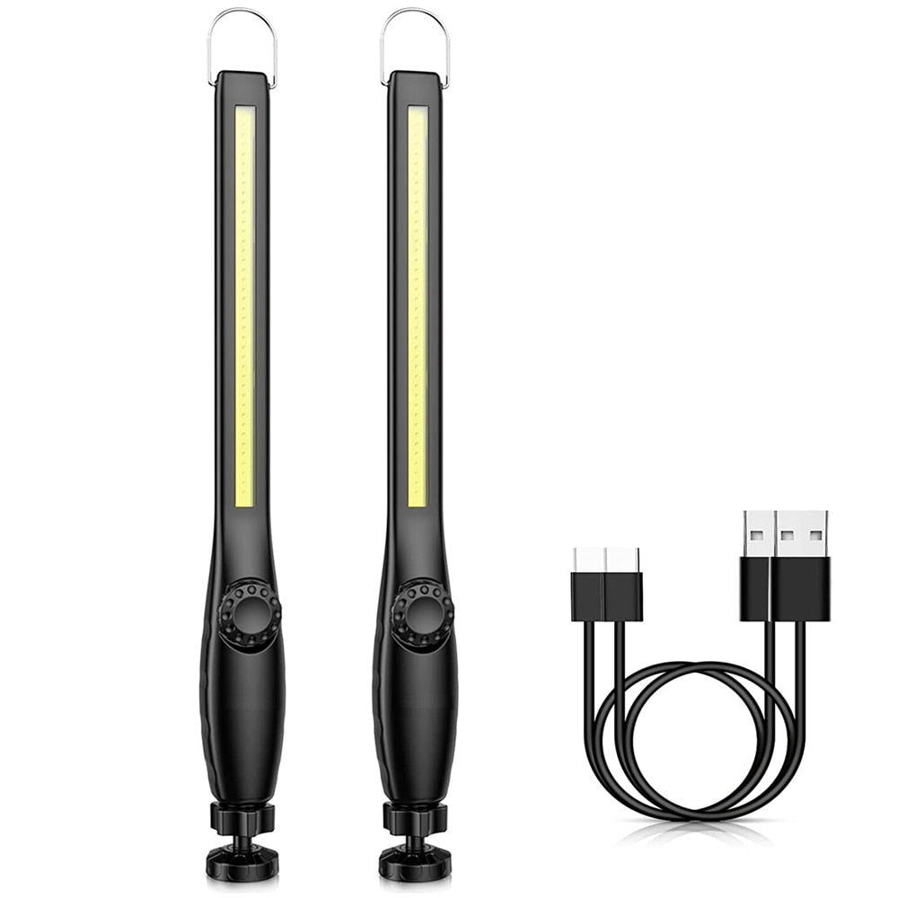 LED Flashlight Magnetic Work Light USB Rechargeable Torch Hook Portable Lantern Inspection Light Camping Car Repair Lamp