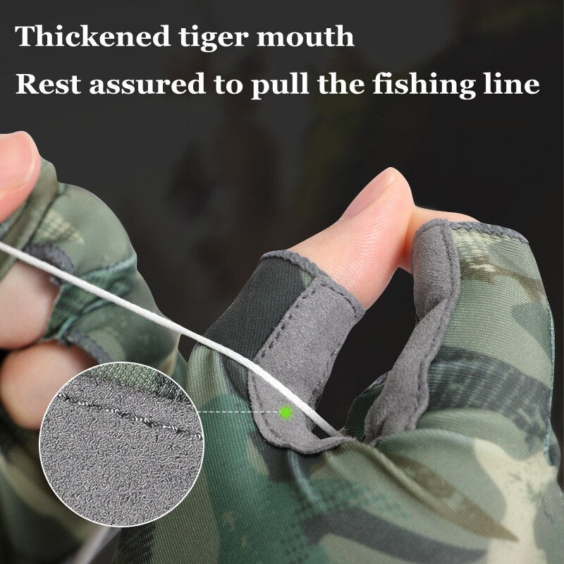 Fishing Gloves for Men Fingerless Cycling Gloves Non-slip Outdoor Sports Sunscreen Summer Carp Fishing Gloves Fishing Equipment
