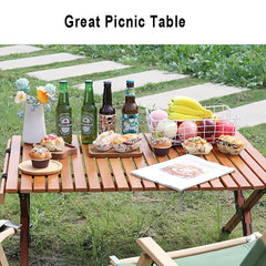 Folding Wood Table Portable Camping Large Wooden Desk with Carry Bag for Beach Picnic Outdoor Garden Backyard Furniture