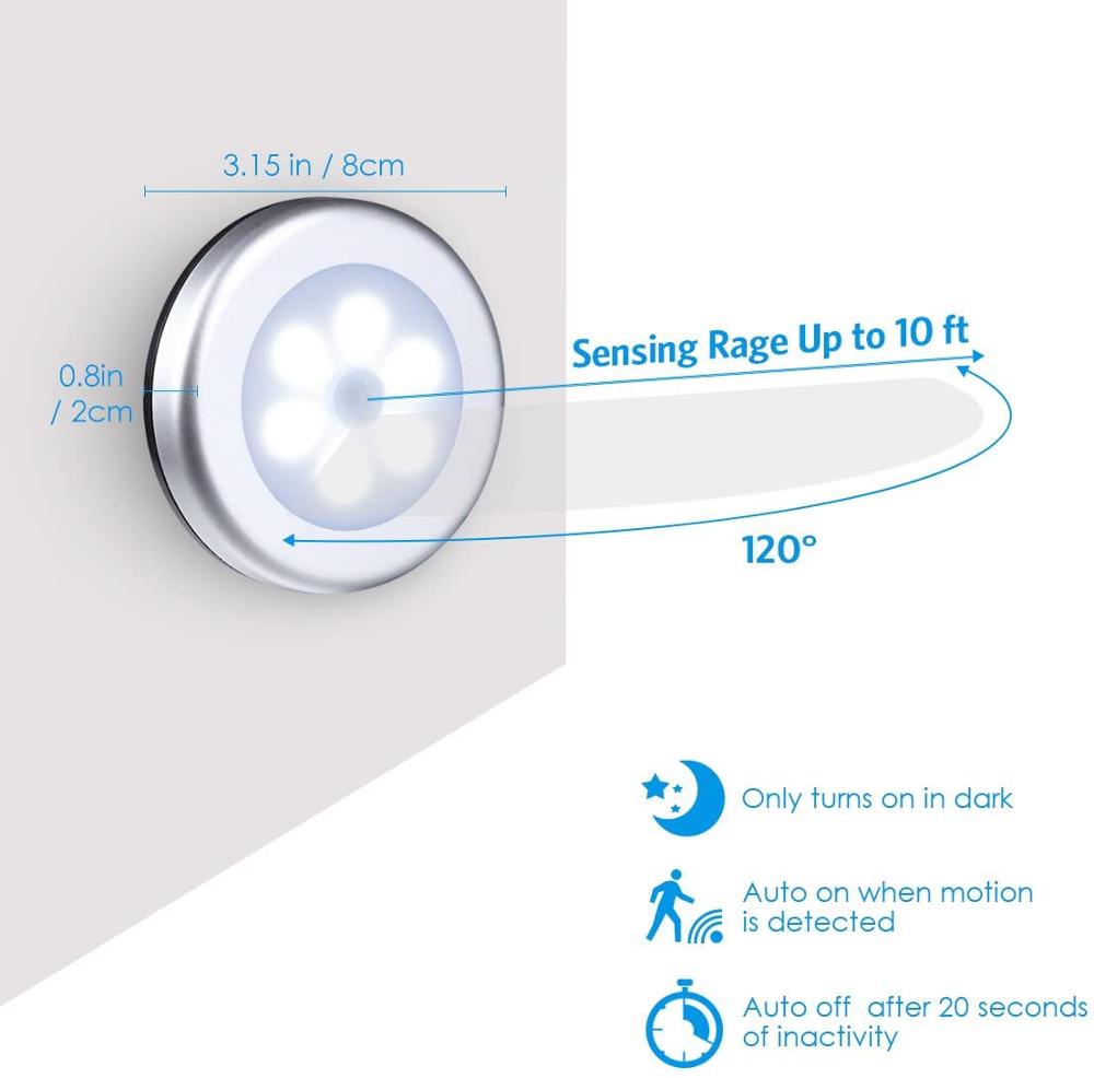 6 LED Motion Sensor Night Lights PIR Infrared Wall Lamp Auto On and Off For Home Bedroom Bedside Stair Cabinet Light Room Lamp