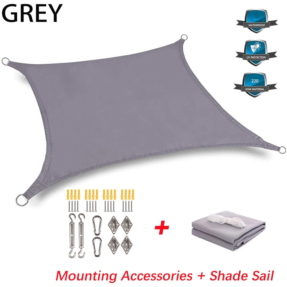 Summer outdoor waterproof and UV shade sail 300D Oxford cloth shade canvas garden terrace canopy camping sun shelter