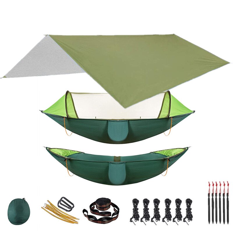 Outdoor Hammock for Travel Camping Hiking Garden Hammock 2 Person Portable Hammock Sleep Swing with Mosquito Net Rain Fly Tarp