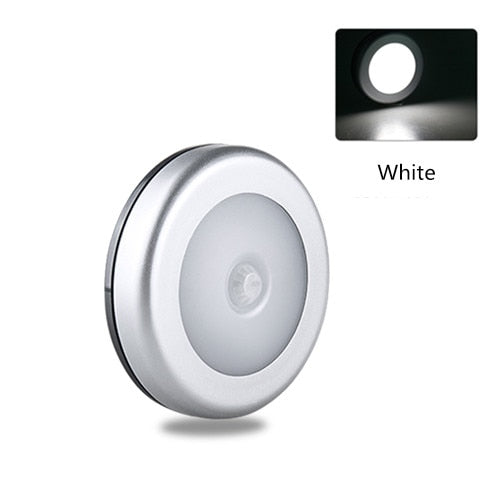 PIR Motion Round Sensor Cabinet Light Auto Smart Night Lamp LED Light For Home Bedroom Wall Closet Kitchen Wardrobe Light