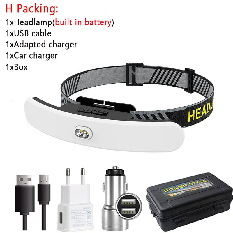 USB Rechargeable Headlamp Large Floodlight Multifunctional Headlight Head-mounted Strong Light Fishing Light for Camping