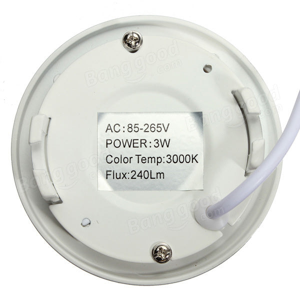 3W Round Ceiling Ultra Thin Panel LED Lamp Down Light Light 85-265V