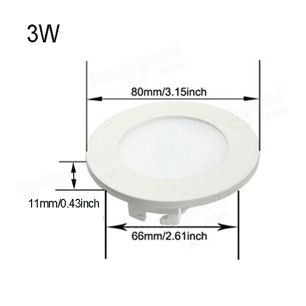 3W Round Ceiling Ultra Thin Panel LED Lamp Down Light Light 85-265V