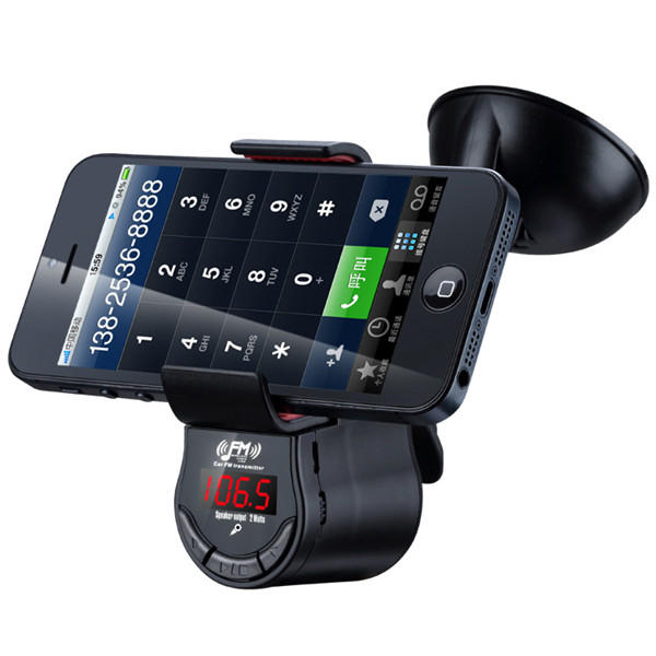 Car Hands Free FM Transimittervs 360 Degree Rotation Phone Holder