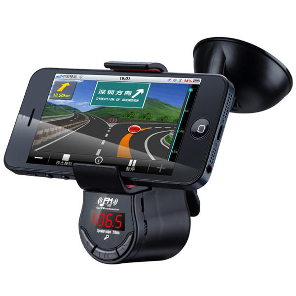 Car Hands Free FM Transimittervs 360 Degree Rotation Phone Holder