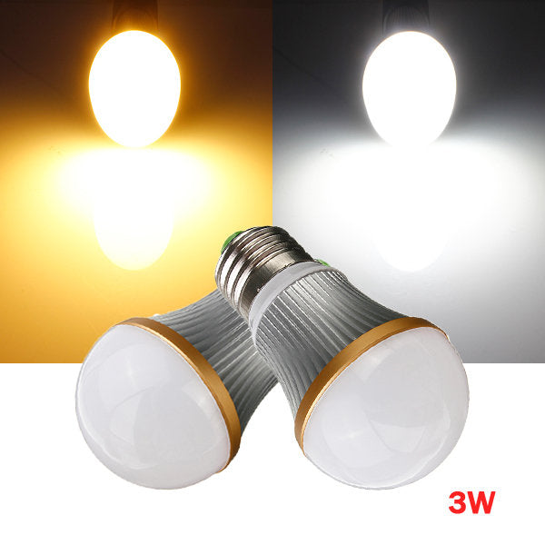 E27 3W Warm/Pure White 3 LED Globe Light Bulb Spot Lamp AC 110-240V