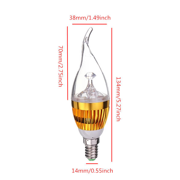 E14 4.5W 800-850lm White/Warm White 3LED Candle Light Bulb AC 85-265V