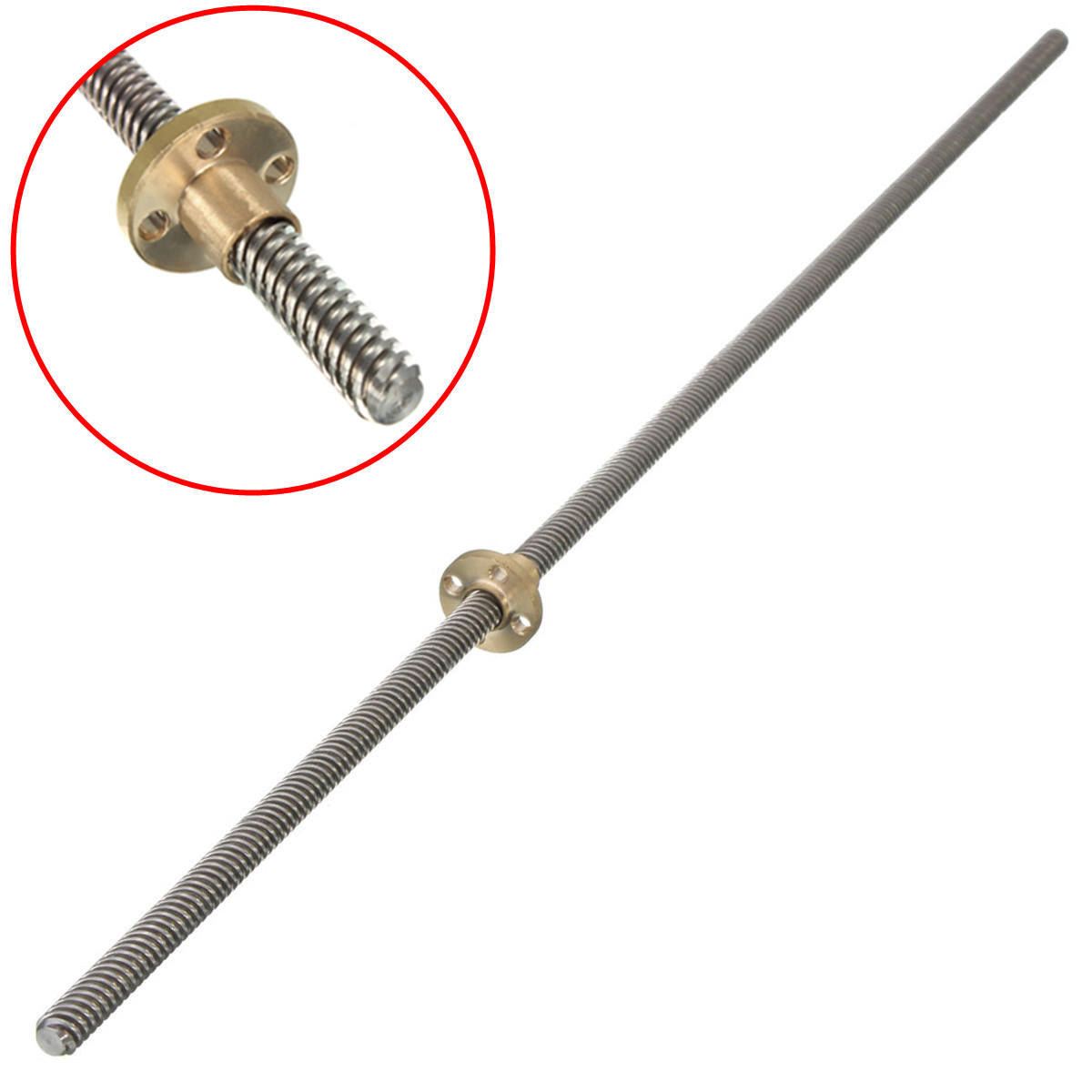 500mm Lead Screw 8mm Thread 2mm Pitch Lead Screw with Copper Nut