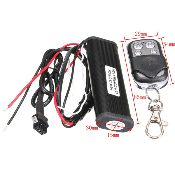 Car Motorcycle RGB Color LED Controller Remote Strip Light Kit Multi-Color