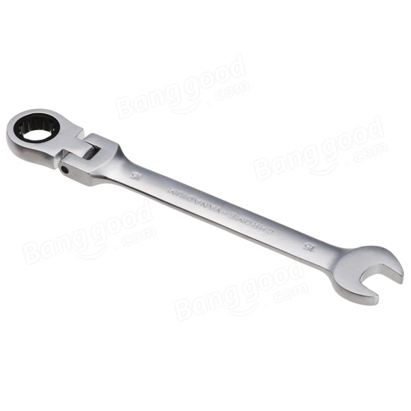 15mm Metric Chrome Flexible Head Ratchet Action Wrench Spanner Nut Tool