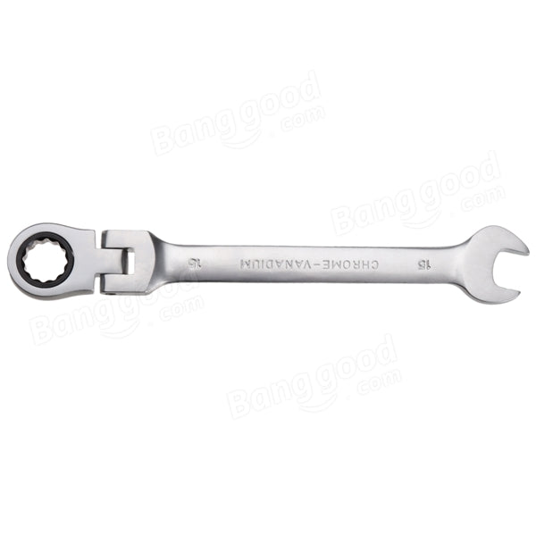 15mm Metric Chrome Flexible Head Ratchet Action Wrench Spanner Nut Tool