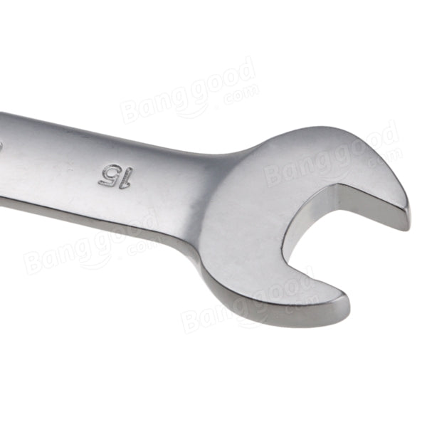 15mm Metric Chrome Flexible Head Ratchet Action Wrench Spanner Nut Tool