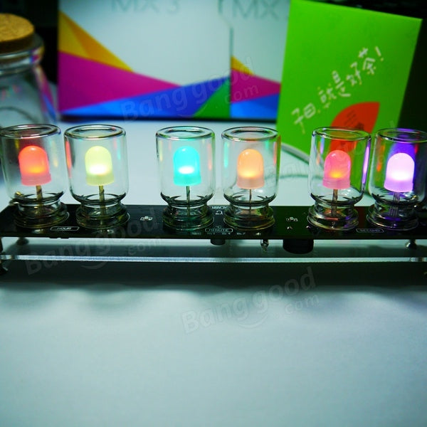 DIY Aurora LED Colorful Light Cube Chromatography Glass Clock Kit