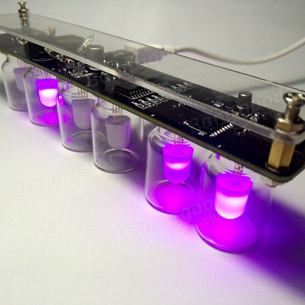 DIY Aurora LED Colorful Light Cube Chromatography Glass Clock Kit