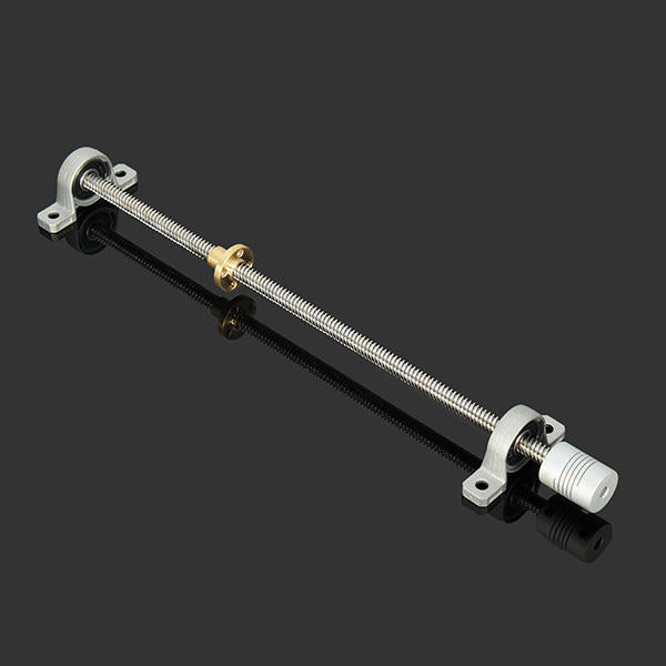 T8 400mm Stainless Steel Lead Screw Set with Mounted Ball Bearing and Shaft Coupling