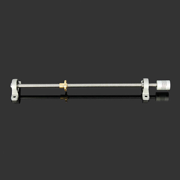 T8 300mm Stainless Steel Lead Screw Set with Shaft Coupling and Mounted Ball Bearing