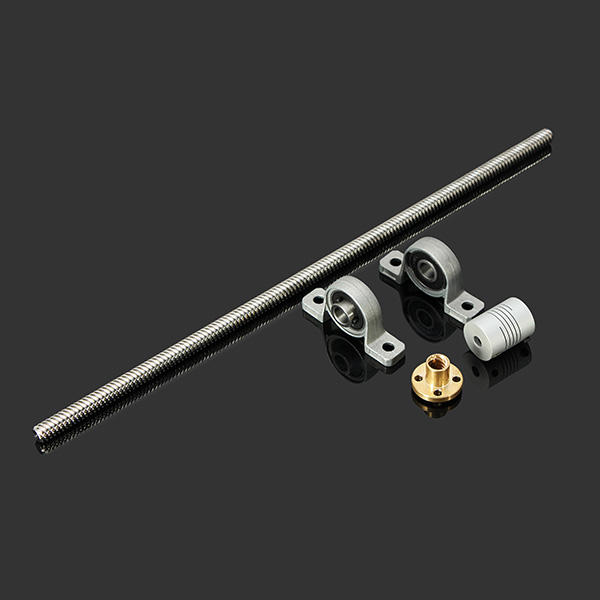 T8 400mm Stainless Steel Lead Screw Set with Mounted Ball Bearing and Shaft Coupling