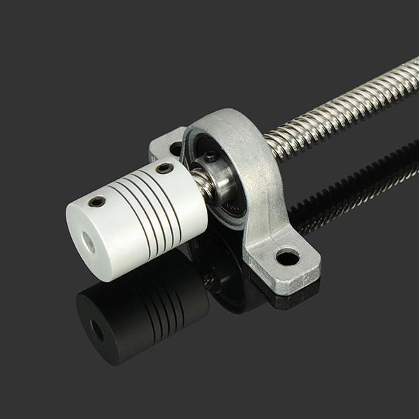 T8 400mm Stainless Steel Lead Screw Set with Mounted Ball Bearing and Shaft Coupling