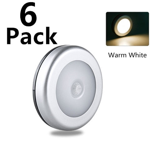6 LED Motion Sensor Night Lights PIR Infrared Wall Lamp Auto On and Off For Home Bedroom Bedside Stair Cabinet Light Room Lamp