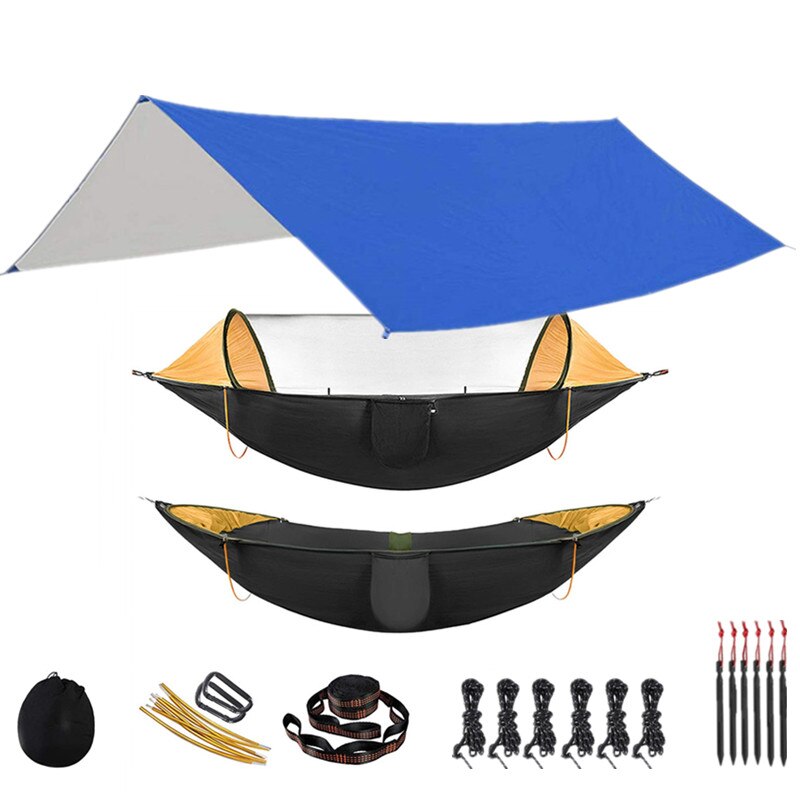 Outdoor Hammock for Travel Camping Hiking Garden Hammock 2 Person Portable Hammock Sleep Swing with Mosquito Net Rain Fly Tarp