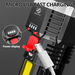 High Power Led Flashlights Cob Side Light Lightweight Outdoor Lighting ABS Material Torch 7LED Rechargeable Flashlight Powerful