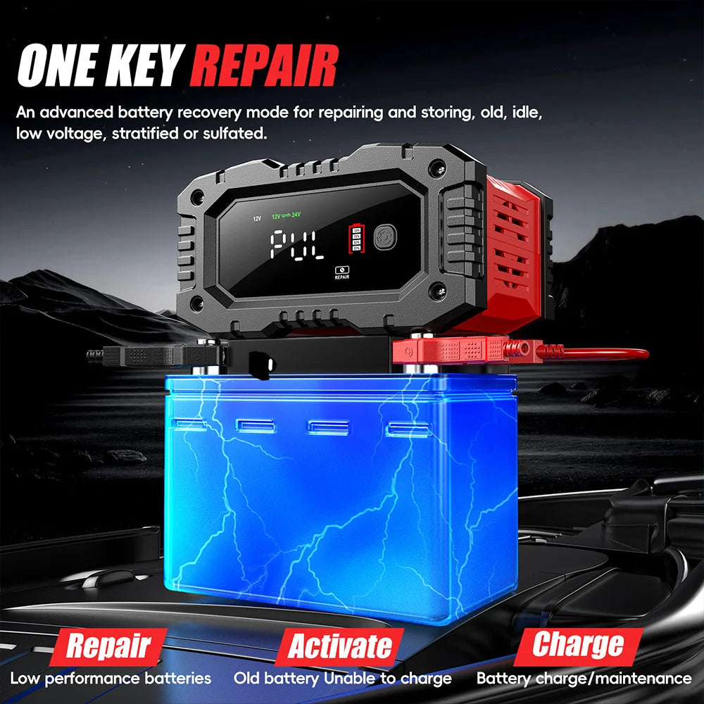 GreenZech Elite 7S Smart Battery Charger (20A/10A) for 12V/24V LiFePO4 & Lead-Acid