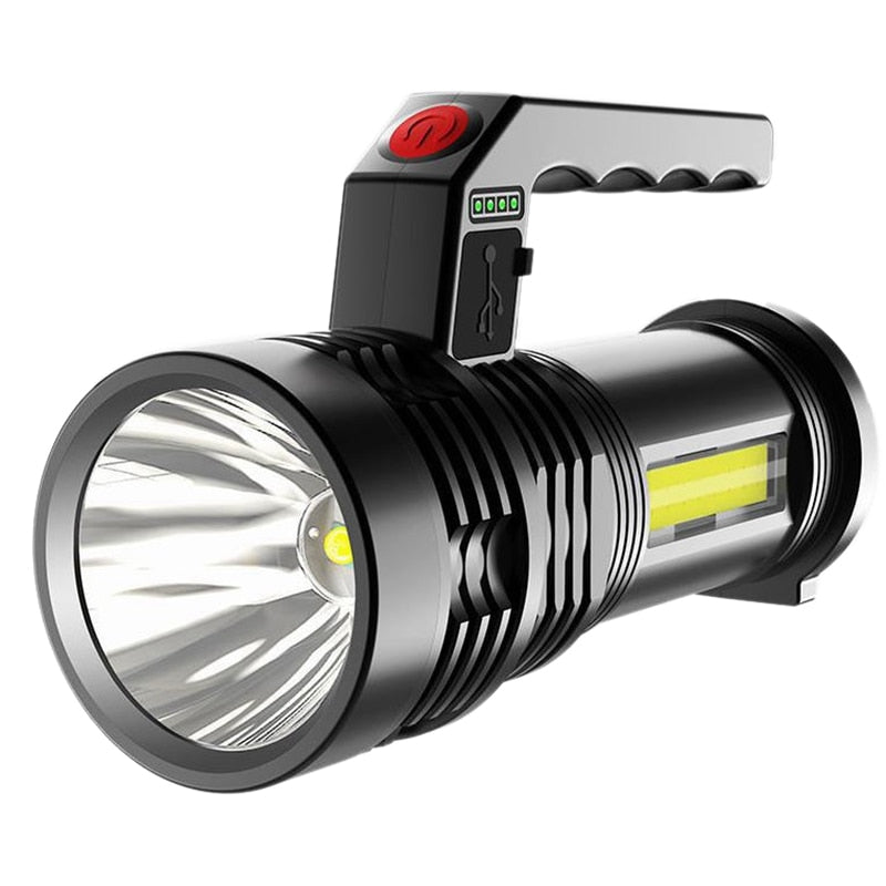 Outdoor Flashlight Multi-Modes USB Led+Cob Torch Lamp With Side Light For Camping Hiking Fishing