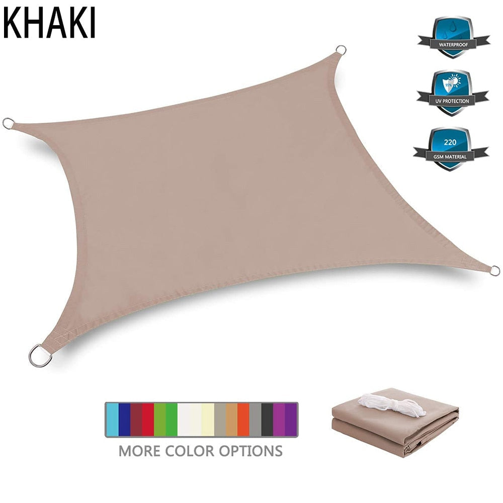 Summer outdoor waterproof and UV shade sail 300D Oxford cloth shade canvas garden terrace canopy camping sun shelter