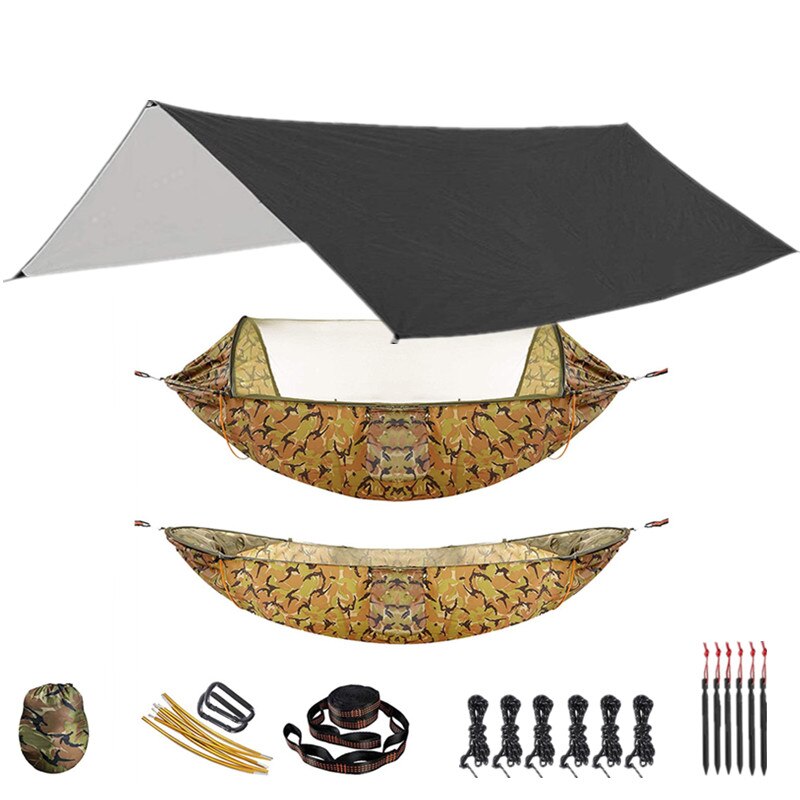 Outdoor Hammock for Travel Camping Hiking Garden Hammock 2 Person Portable Hammock Sleep Swing with Mosquito Net Rain Fly Tarp