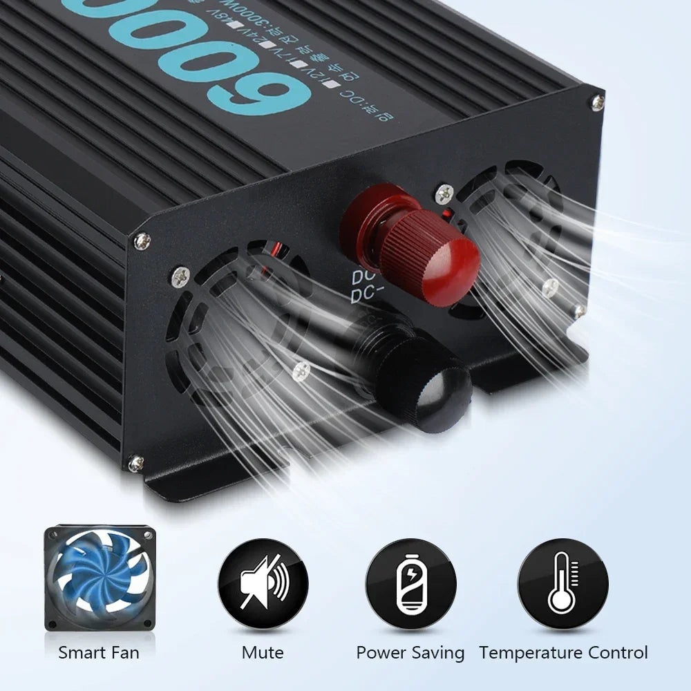 GreenZech DM Pure Sine Wave Inverter | 4000W 5000W 6000W Peak | 12V 17V 24V 48V to 220V AC Converter