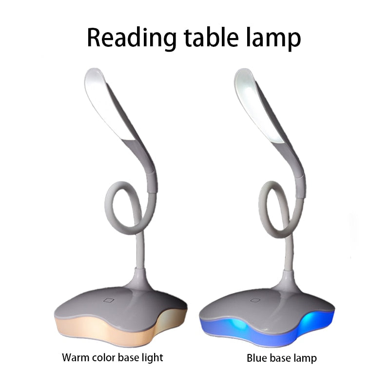 Dimmable Desk Lamp with Night Light and 360° Swivel Head Hose Rechargeable Desk Lamp for Study Reading Work Camping
