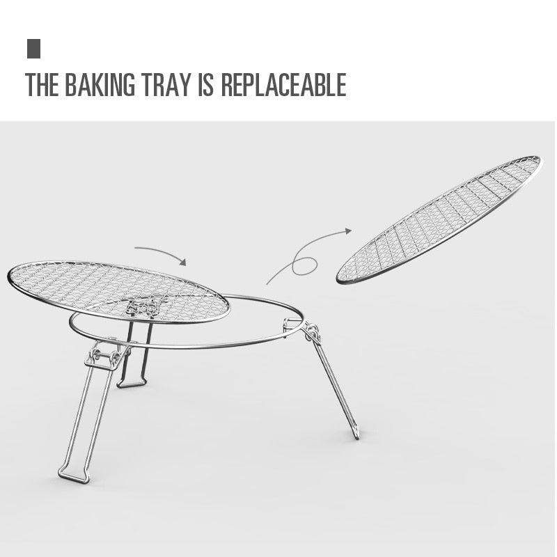 BBQ Barbecue Stainless Steel Plate Camping Gridiron Outdoor Cooking Tools Folding Portable BBQ Grill Barbecue Accessories