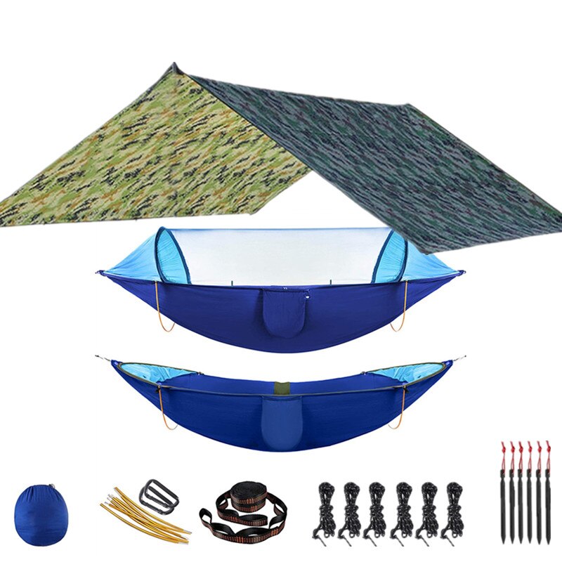 Outdoor Hammock for Travel Camping Hiking Garden Hammock 2 Person Portable Hammock Sleep Swing with Mosquito Net Rain Fly Tarp