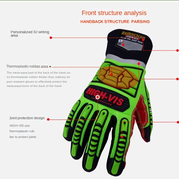 High-Vis Resistant Men's Gloves Waterproof Oil Resistant Anti-cutting For Outdoor Camping Cycling Sport Gloves
