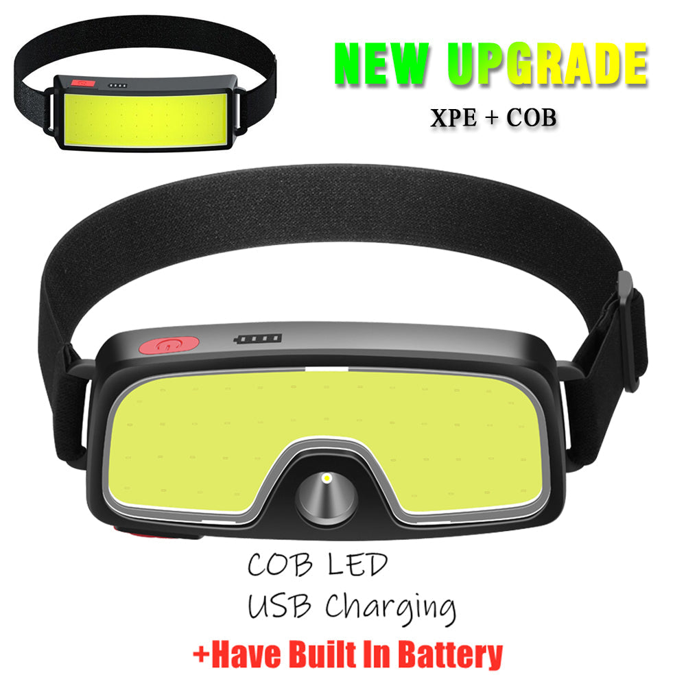 Trend Cob Headlights Outdoor Household Portable LED Headlight with Built-in 1200mah Battery USB Rechargeable Head Lamp
