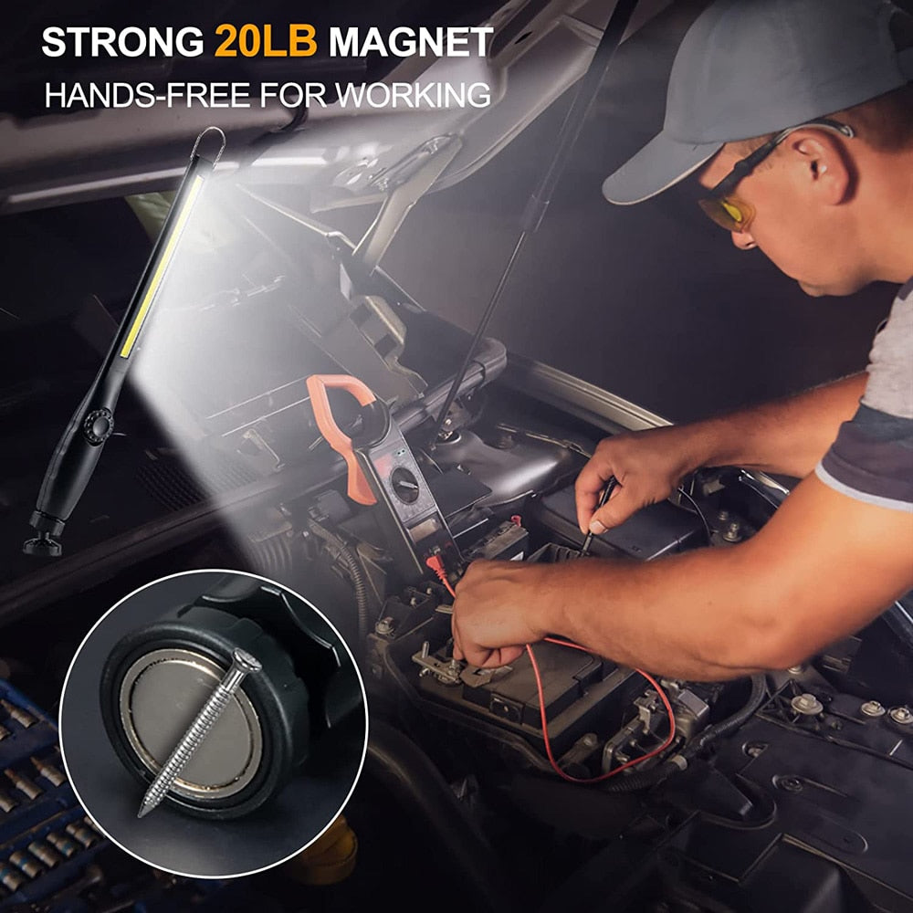 LED Flashlight Magnetic Work Light USB Rechargeable Torch Hook Portable Lantern Inspection Light Camping Car Repair Lamp