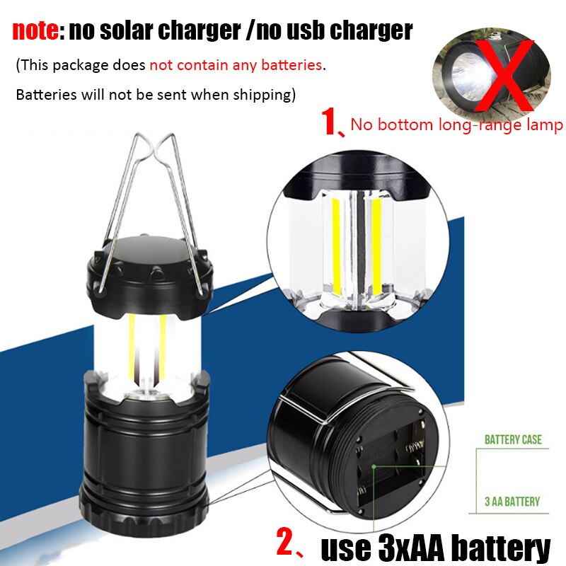 Outdoor Camping Lamp Solar Multifunctional Household Portable Strong Light Emergency Lantern ChargingTent Use 18650 Battery