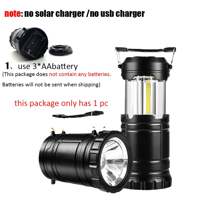 Outdoor Camping Lamp Solar Multifunctional Household Portable Strong Light Emergency Lantern ChargingTent Use 18650 Battery