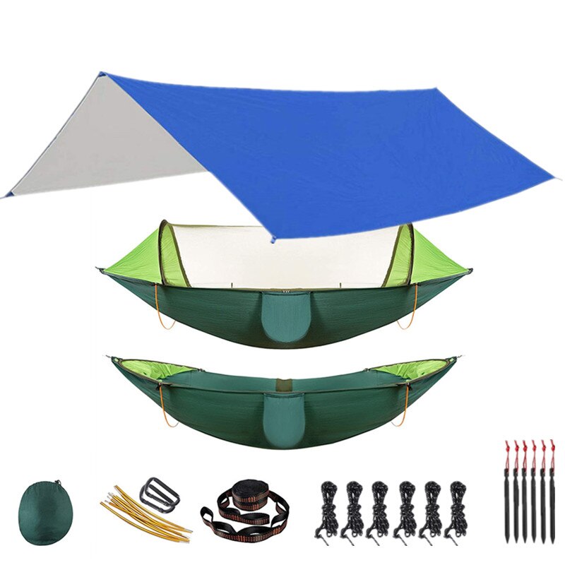 Outdoor Hammock for Travel Camping Hiking Garden Hammock 2 Person Portable Hammock Sleep Swing with Mosquito Net Rain Fly Tarp