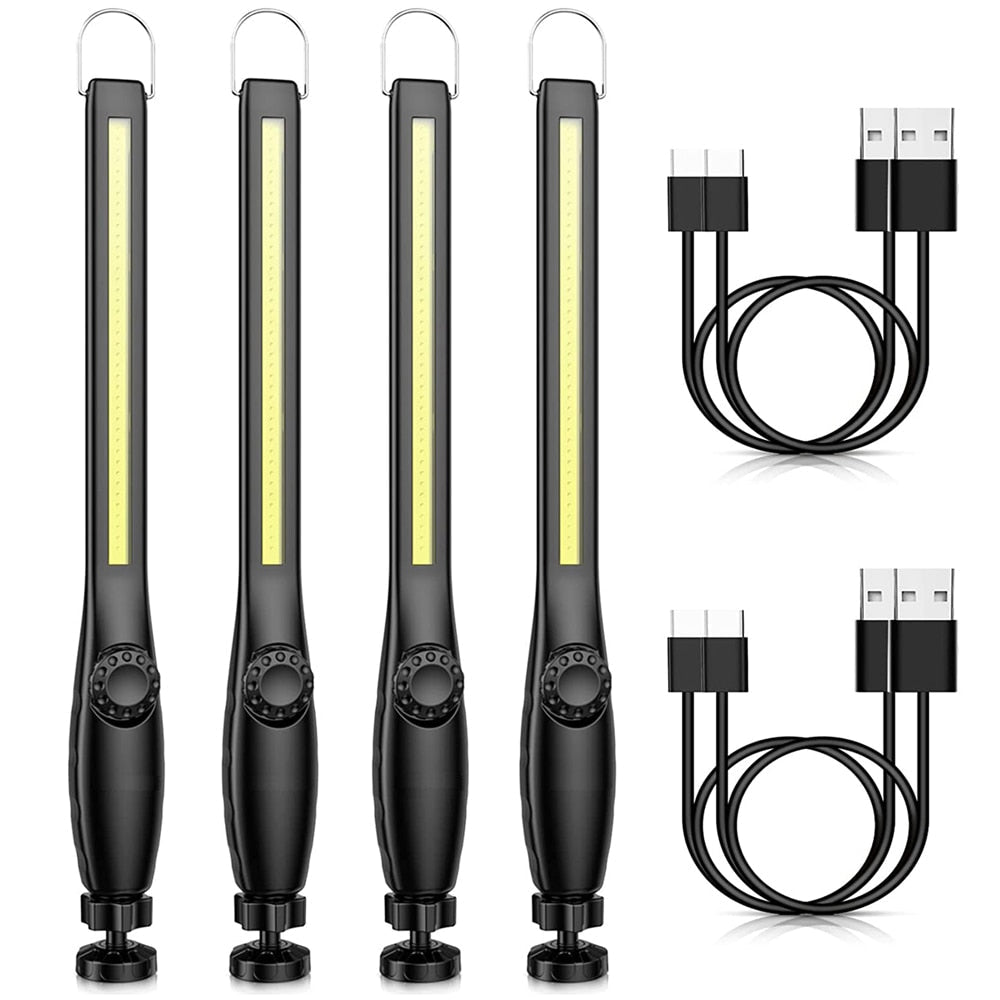 LED Flashlight Magnetic Work Light USB Rechargeable Torch Hook Portable Lantern Inspection Light Camping Car Repair Lamp